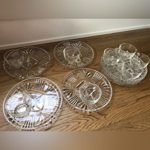 Vintage cut glass 8 set tea party plate and teacup set in EVC.